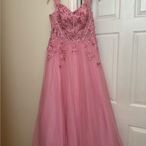 Blondie Nites Pink Floral Formal Dress (Size 14)